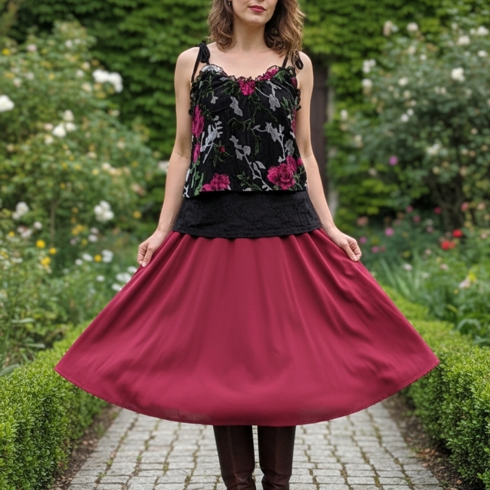 POL Black and Pink Floral Camisole
